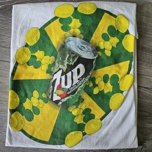 Vintage Y2K 7‎ Up Soda Graphic Novelty T Shirt Promo Advertising Size XXL Cotton